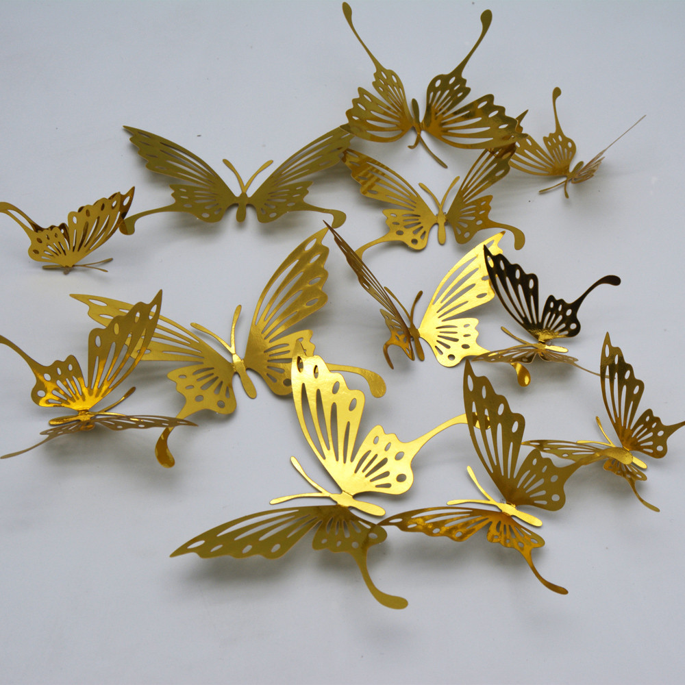 TAKTUK Wall Decor Room Decor 3D Hollow Butterfly Decal Removable Art Wall Sticker Mural Room Decor 12PCS/Set Home Decor Clearance Items